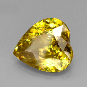 Sfene naturale giallo da 12,18 ct, a forma di cuore, VVS