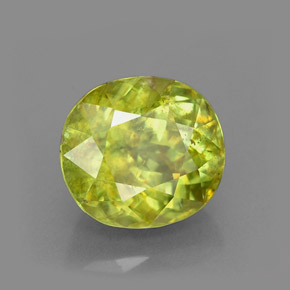 Sfene Verde giallastro naturale da 3.15 ct, Taglio ovale, VS