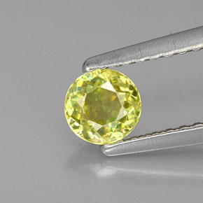 Sfene naturale giallo da 0,40 ct, taglio rotondo, VVS