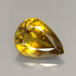 Sfene naturale giallo da 3,46 ct, taglio a pera, VVS
