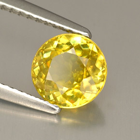 Sfene Giallo oro naturale da 1.31 ct, Taglio rotondo, VVS-VS