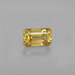 Sfene naturale giallo da 0,63 ct, taglio smeraldo, VVS-VS