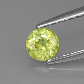 Sfene naturale verde da 0,42 ct, taglio rotondo, VS