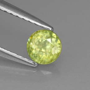 Sfene naturale verde da 0,42 ct, taglio rotondo, VS