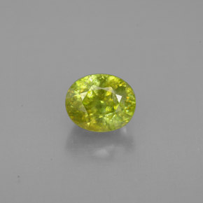 Sfene Verde giallastro naturale da 1.29 ct, Taglio ovale, VS-SI