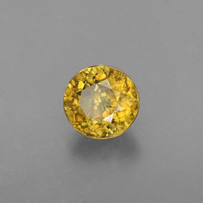 Sfene naturale giallo da 0,42 ct, taglio rotondo, VS