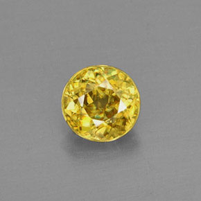 Sfene Giallo oro naturale da 0.45 ct, Taglio rotondo, VVS-VS