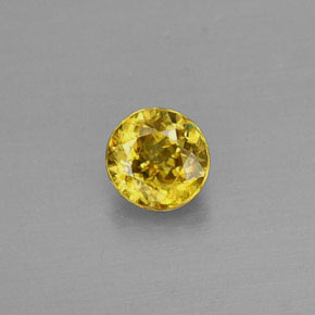 Sfene Giallo oro naturale da 0.49 ct, Taglio rotondo, VVS-VS