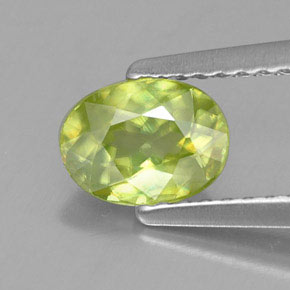 Sfene naturale verde da 0,81 ct, taglio ovale, VS
