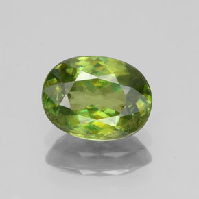 Sfene Verde dorato naturale da 1.52 ct, Taglio ovale, VS-SI