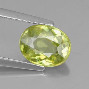 Sfene Verde dorato naturale da 1.52 ct, Taglio ovale, VS