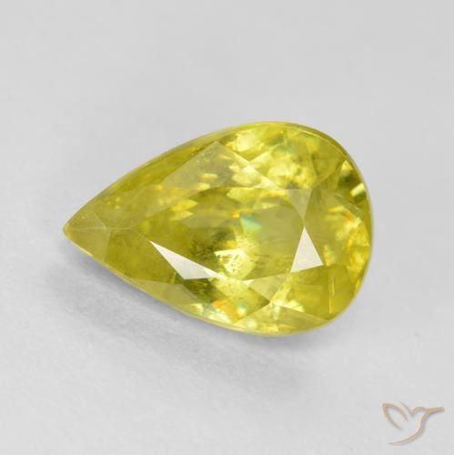 1.11ct Naturale Giallo cibernetico Sfene, Forma a pera, VS-SI
