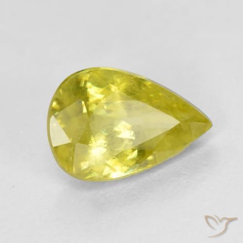 Sfene Giallo cibernetico naturale da 1.11 ct, Forma a pera, VS-SI