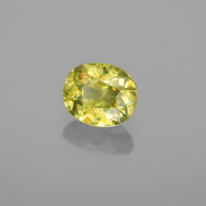 Sfene Verde dorato naturale da 0.83 ct, Taglio ovale, VS