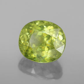 Sfene Verde giallastro naturale da 3.40 ct, Taglio ovale, SI