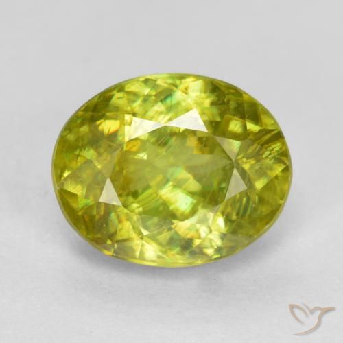 1.74ct Naturale Giallo verde Sfene, Ovale, SI