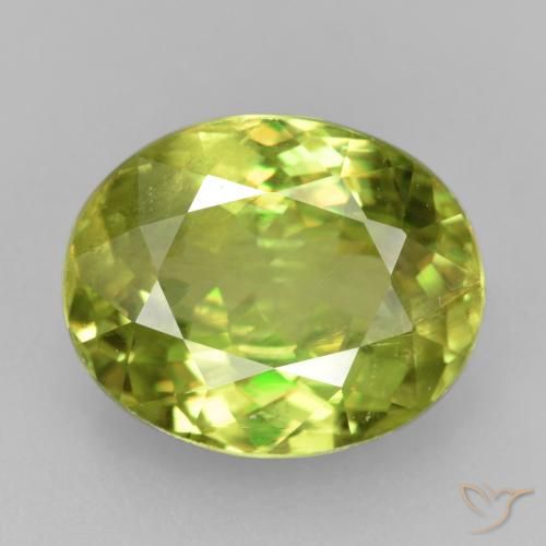Sfene naturale verde da 3,72 ct, taglio ovale, VS