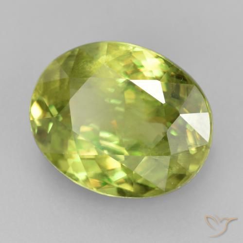 Sfene naturale verde da 3,72 ct, taglio ovale, VS
