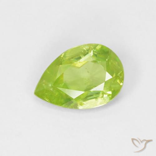 0.67ct Naturale Verde brillante Sfene, Forma a pera, VS-SI