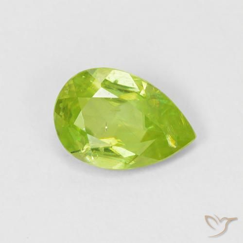 Sfene Verde brillante naturale da 0.67 ct, Forma a pera, VS-SI
