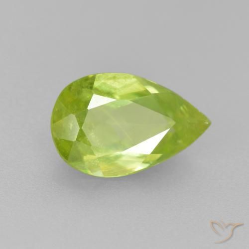 Sfene Giallo limone brillante naturale da 1.19 ct, Forma a pera, VS-SI