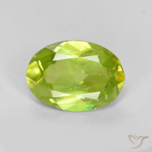 1.41ct Naturale Verde brillante Sfene, Ovale, VS-SI