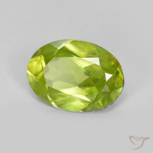 Sfene Verde brillante naturale da 1.41 ct, Ovale, VS-SI