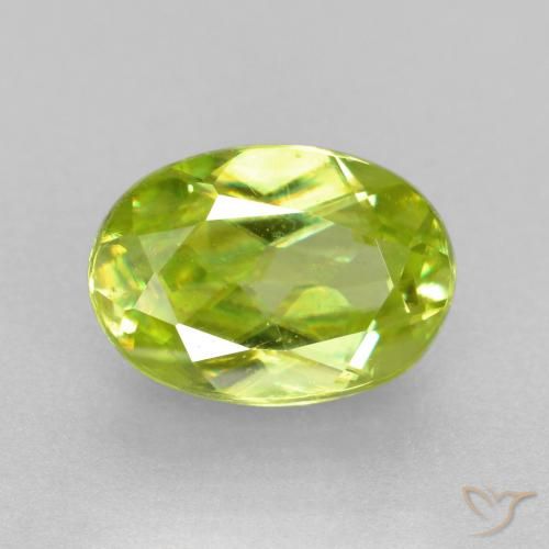 0.77ct Naturale Verde brillante Sfene, Ovale, VS