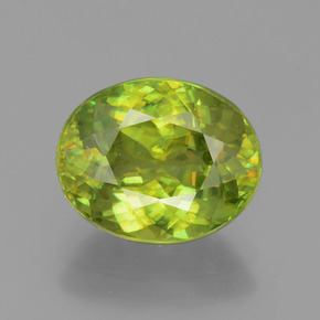 Sfene Verde dorato naturale da 3.12 ct, Taglio ovale, VVS-VS