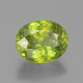 Sfene Verde dorato naturale da 3.12 ct, Taglio ovale, VVS-VS