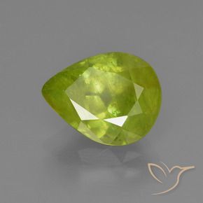 Sfene Verde acceso naturale da 3.09 ct, Forma a pera, SI