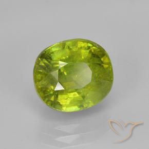 Sfene Verde brillante naturale da 3.07 ct, Ovale, VS-SI