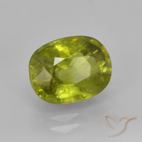 Sfene Caldo bosco verde naturale da 3.03 ct, Ovale, VS-SI
