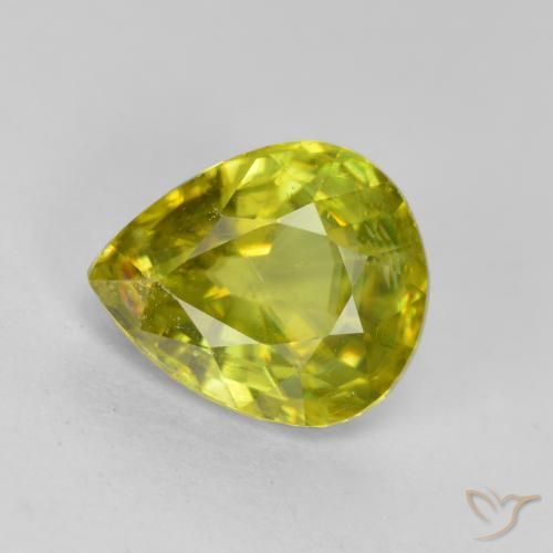 1.56ct Naturale Caldo bosco verde Sfene, Forma a pera, VS-SI