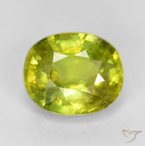 1.75ct Naturale Verde medio Sfene, Ovale, VS-SI