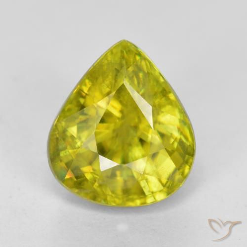 Sfene naturale giallo da 2,52 ct, taglio a pera, VS