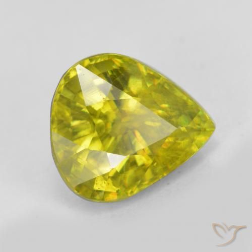Sfene naturale giallo da 2,52 ct, taglio a pera, VS
