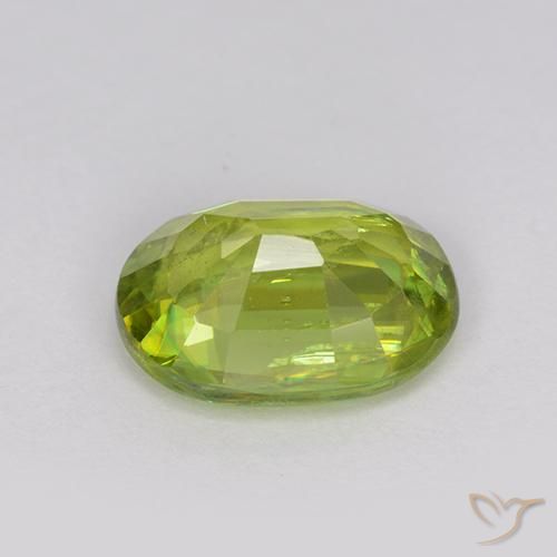 Sfene Verde brillante naturale da 1.54 ct, Ovale, VS-SI