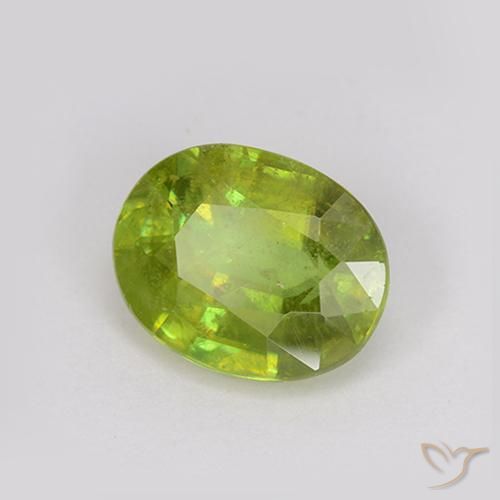 Sfene Verde brillante naturale da 1.23 ct, Ovale, VS-SI