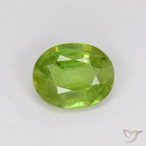 1.14ct Naturale Verde medio Sfene, Ovale, VS