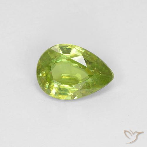 0.73ct Naturale Verde brillante Sfene, Forma a pera, VS