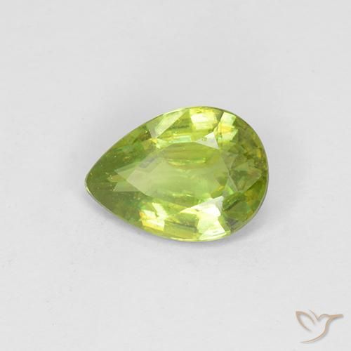 Sfene Verde brillante naturale da 0.73 ct, Forma a pera, VS