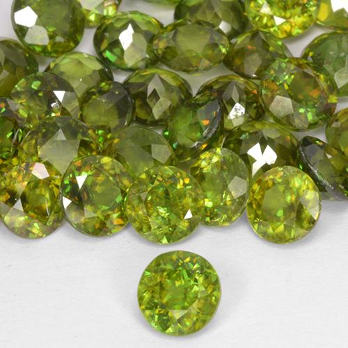 Sfene Verde foresta naturale da 0.45 ct, Rotondo, VS