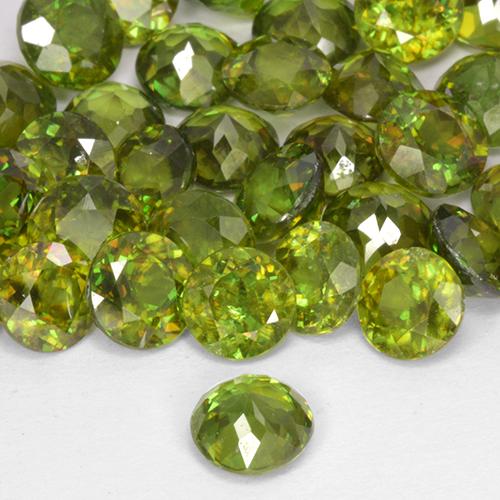 Sfene Verde foresta naturale da 0.45 ct, Rotondo, VS