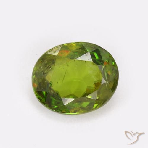 0.92ct Naturale Verde foresta Sfene, Ovale, VS-SI