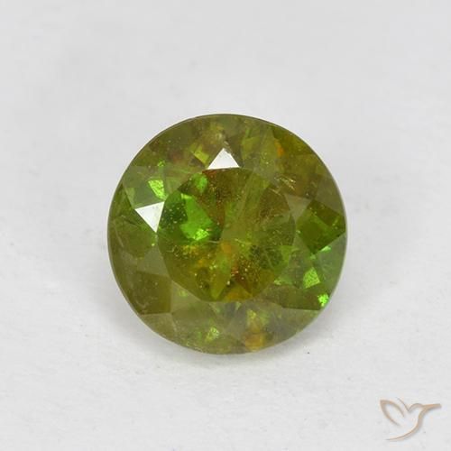 Sfene Verde terroso naturale da 0.70 ct, Rotondo, VS-SI