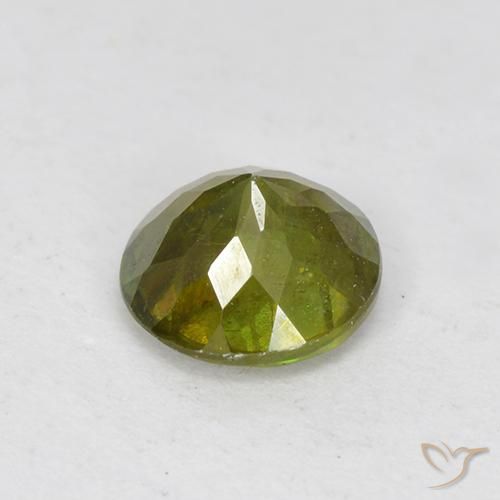 Sfene Verde terroso naturale da 0.70 ct, Rotondo, VS-SI