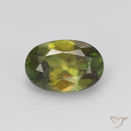 0.89ct Naturale Verde medio-scuro Sfene, Ovale, VVS-VS
