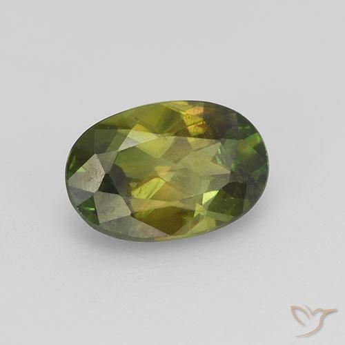 Sfene Verde medio-scuro naturale da 0.89 ct, Ovale, VVS-VS