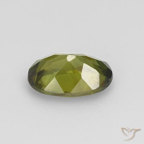 Sfene Verde medio-scuro naturale da 0.89 ct, Ovale, VVS-VS